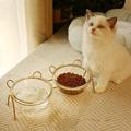 。猫碗宠物猫咪用品饭碗宠物狗碗猫食盆猫咪碗食碗玻璃双碗猫粮碗