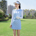 春夏ZG6高尔夫女装服装女球衣服套装女花色翻领防晒长袖T恤网球裙