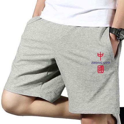 100%纯棉夏季外穿男士休闲裤五分裤短裤宽松直筒加肥大码运动短裤