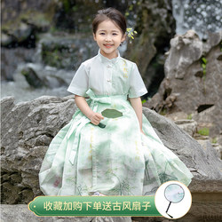 马面裙儿童女童唐装新中式夏装小女孩绿色短袖古装中国风套装童装