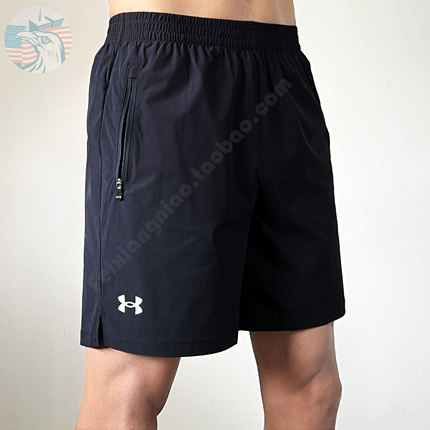 现货UA安德玛男士7寸梭织运动跑步美式拉链裤兜五分裤篮球裤短裤