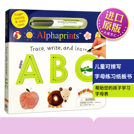 儿童可擦写字母练习纸板书 英文原版 Alphaprints Trace Write and Learn Abc 英文版 Roger Priddy 进口英语原版书籍
