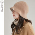 玖慕(JIUMU)羊毛女士帽子秋冬季保暖帽子女款针织帽毛线帽盆帽水