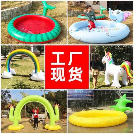 彩虹独角兽喷水垫儿童戏水玩具户外草坪花园洒水游戏垫星空水垫