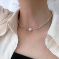 KarNia卡妮亚の银色珍珠项链女锁骨链小众设计新款百搭毛衣链简约