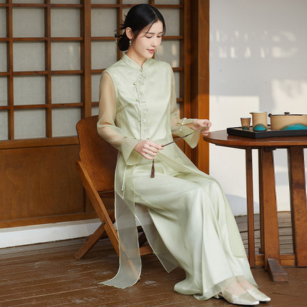 改良旗袍中式女装中国风裙子夏季女新中式连衣裙2024新款佛系禅意