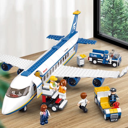 大型航空飞机模型拼装积木男孩子益智力玩具客机系列儿童生日礼物