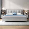 轻奢皮床现代简约1米8婚床主卧大床高端大气双人床家用软包实木床
