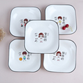 北欧创意一家人家用陶瓷盘子微波炉深菜盘个性卡通方形餐盘碟子