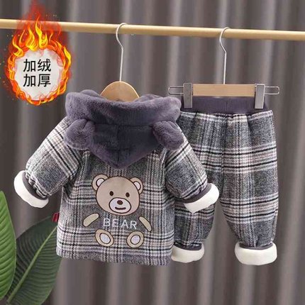 男童冬装套装小孩男宝宝棉衣服秋装婴儿外套厚加绒1岁半2周岁3-4