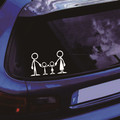 一家四口幸福之家汽车装饰贴纸一家三口贴纸可爱卡通车尾贴画反光
