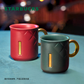 星巴克杯子330ml经典红绿斜格纹款马克杯时尚简约陶瓷礼物咖啡杯