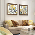 美式客厅装饰画沙发背景墙挂画卧室壁画简美餐厅复古墙画肌理油画