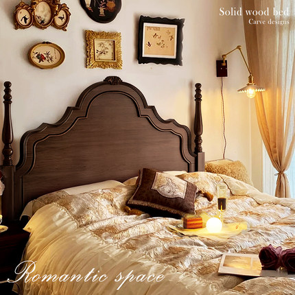复古美式实木床现代简约主卧室1.5米1.8法式轻奢双人床安娜床婚床