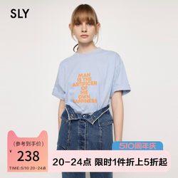 SLY 夏季新品字母印花休闲中性风圆领短袖T恤女030GSY90-5500