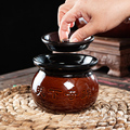 中式瓦罐煨汤一人份小瓦罐商用带盖小土罐陶瓷隔水小炖盅家用油罐