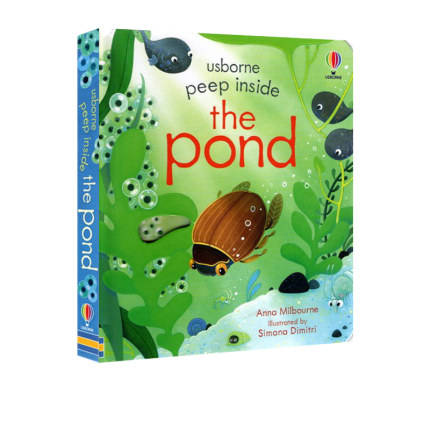 英文原版 Usborne Peep Inside the pond 纸板书 偷偷看里面系列 儿童启蒙纸板机关翻翻书 尤斯伯恩幼儿科普绘本23年新品