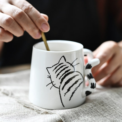 日本创意小猫陶瓷马克杯 小兔子咖啡杯早餐牛奶杯水杯 新年礼物