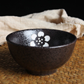 10个米饭碗家用日式黑色简约雪花釉小汤碗商用和风吃饭碗餐具套装