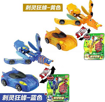 灵动正品魔幻车神机器人神斗卡自动变形汽车玩具刺灵黄蜂玄武神龟