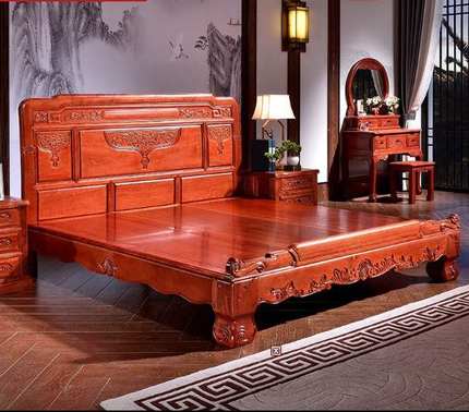红木床1.8米双人床1.5米全实木床明清古典主卧中式花梨木红木家具