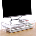 透明亚克力台式电脑增高架办公室桌面显示器抽屉一体式多功能支架