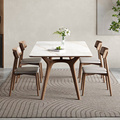 北欧实木岩板餐桌家用现代简约小户型白蜡木餐桌椅组合长方形饭桌