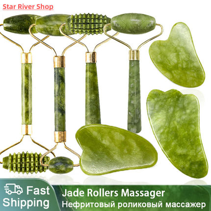 Face Massager Roller Gua sha Jade Store Scraper Roller massa