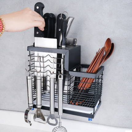 304不锈钢厨房刀架家用筷子笼一体多功能刀筷篓收纳盒沥水置物架