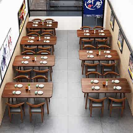 简易餐桌商用经济型快餐饮饭店长方形饭桌椅组合餐厅网红吃饭桌子