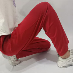 校服裤子男女款直筒宽松高中小学生运动长裤纯色无杠红色净版校裤