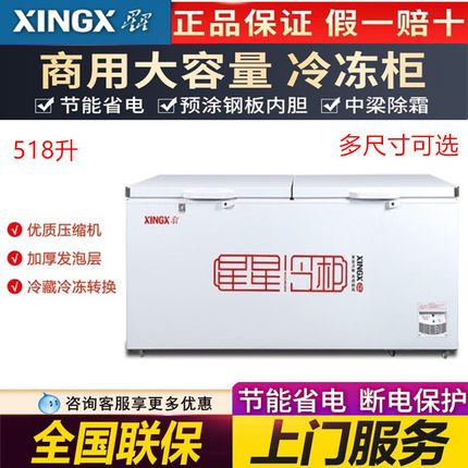 XINGX/星星 BD/BC-518G718升商用卧式单温冰柜冷冻冷藏大容量冷柜