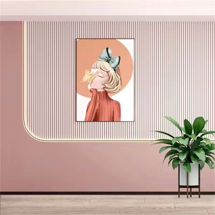 北欧简约时尚暖色装饰画现代抽象复古客厅卧室背景墙直播背景布