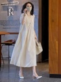 白色短袖连衣裙女士2024春夏新款高级感气质宽松显瘦绝美精致长裙