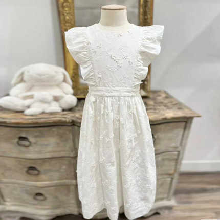 【5月初发货】夏季新款 法单BP*女童浮雕刺绣白色礼服连衣裙 童装