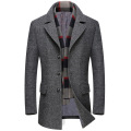 Middle-aged Men's Thickened Lapel Scarf Collar Woolen Wool C