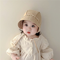 婴儿护耳帽春秋纯色系带防风帽子婴幼儿宝宝秋冬季洋气宫廷套头帽
