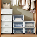 收纳箱纯白色多功能斜口百纳箱翻盖零食整理箱收纳柜收纳夹缝柜