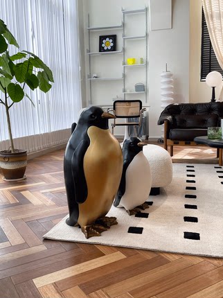 南极企鹅落地大型收纳摆件北欧萌宠可爱客厅卧室家居乔迁新居礼物