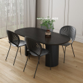 北欧黑色实木餐桌轻奢桌椅小户型设计组合样板间大理石餐桌椭圆形