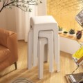 塑料凳子家用加厚可叠放软包方凳现代简约客厅餐桌高板凳创意椅子