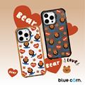 【bluecorn】蓝色苞米满铺比心小熊 卡通bear熊保护壳适用于苹果iPhone 15/14/13/pro/max磁吸防摔原创手机壳