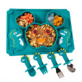 亚马逊跨境硅胶餐盘食品级分格辅食碗碗盘餐具防摔吸儿童餐具套装