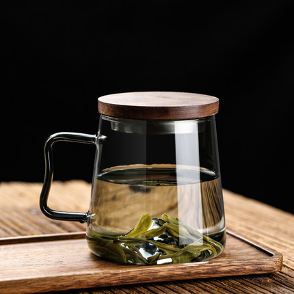 日式玻璃杯家用大容量水杯泡茶杯耐高温加厚创意观山杯泡绿茶杯子