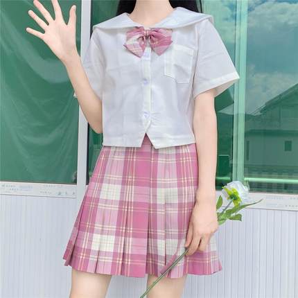 日本学院高腰jk格子短裙套装正版有定位线萌妹日系树莓红茶新款女