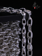 S925纯银手工原创设计长珍珠霸气潮男项链无吊坠银饰支持加长定制