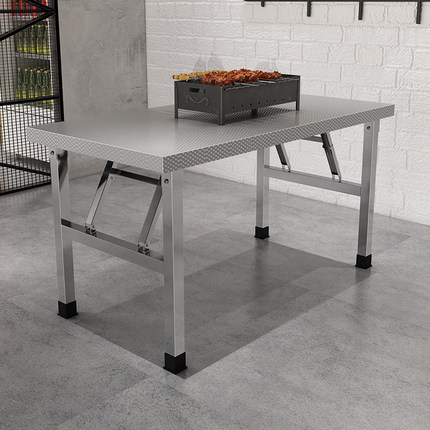 不锈钢桌子折叠桌长方形便携式摆地摊小方桌正方形高档餐桌写字桌