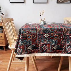 波西米亚餐桌布棉麻复古摩洛哥台布美式高级感野餐桌布酒吧茶几布