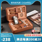 雪茄盒便携雪茄保湿盒雪松木便携式旅行包大容量雪茄烟盒套装工具