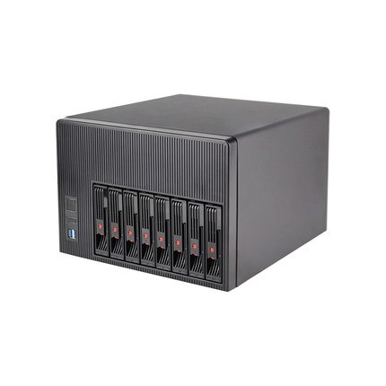 新款8盘位nas机箱MATX主板标准1U电源USB3.0热插拔存储服务器家用